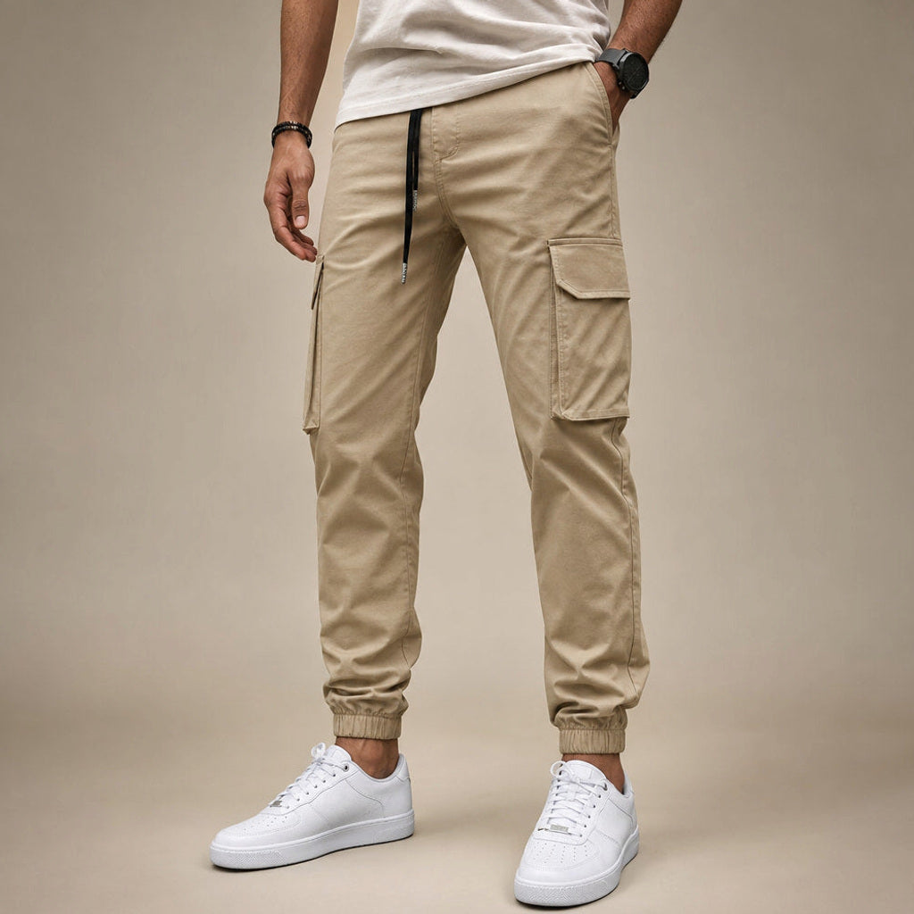 Belex | Cargohose Tapered Jogger in Beige – Premium Editorial