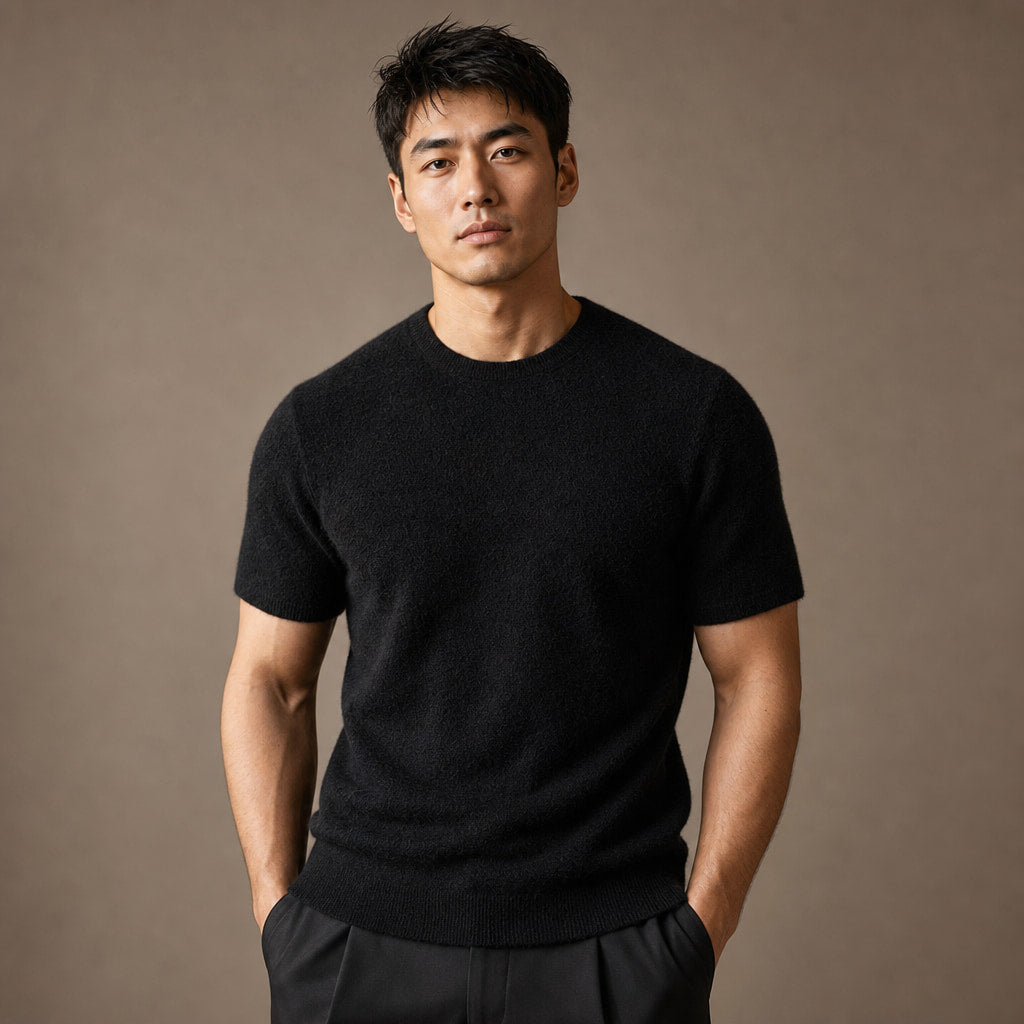 Fine Knit Tee Soft Touch Relaxed Fit in Black – Enzaco Premium Menswear