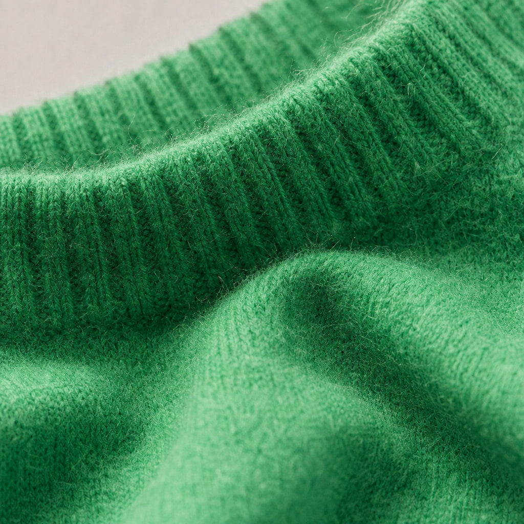 Fine Knit Tee Soft Touch Relaxed Fit Green – Fabric and Detail Close-Up