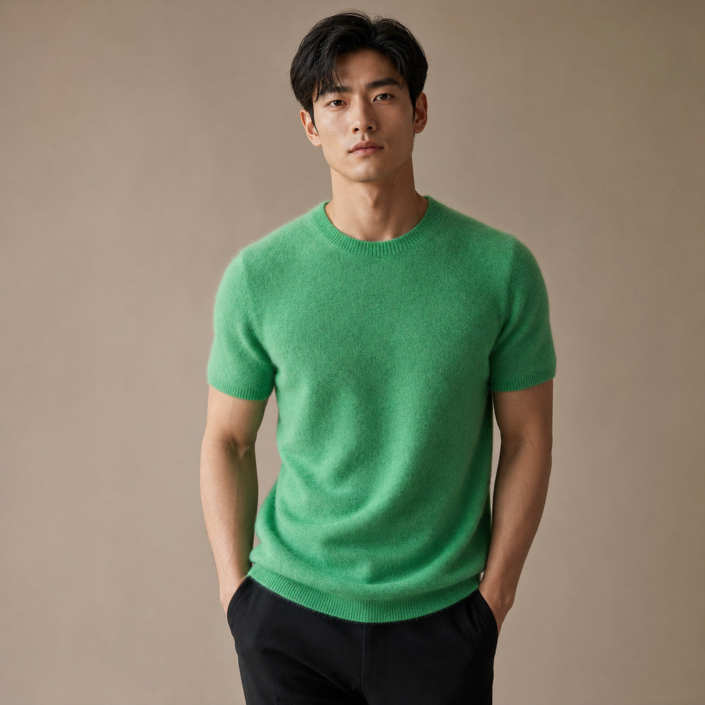 Fine Knit Tee Soft Touch Relaxed Fit in Green – Enzaco Premium Menswear