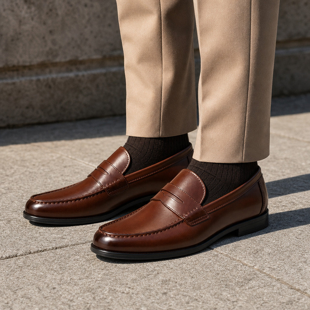 Formal Shoes Leather Slip-On Loafer in Brown – Enzaco Premium Menswear
