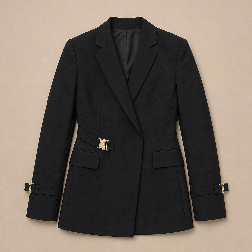 Belvor | Blazer Halbfutter Tailored Fit Schwarz – Flatlay-Produktfoto