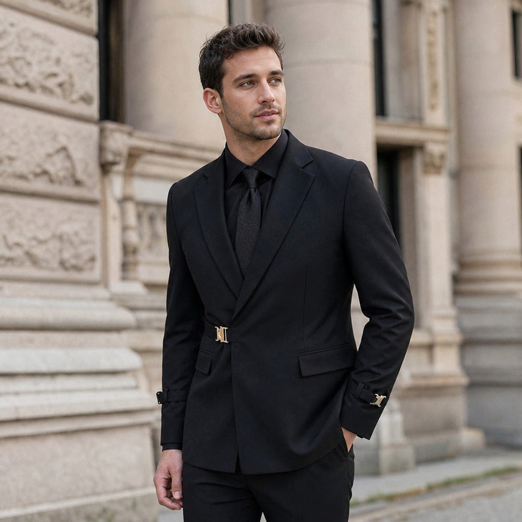 Belvor | Blazer Halbfutter Tailored Fit Schwarz – Gestyltes Editorial-Foto
