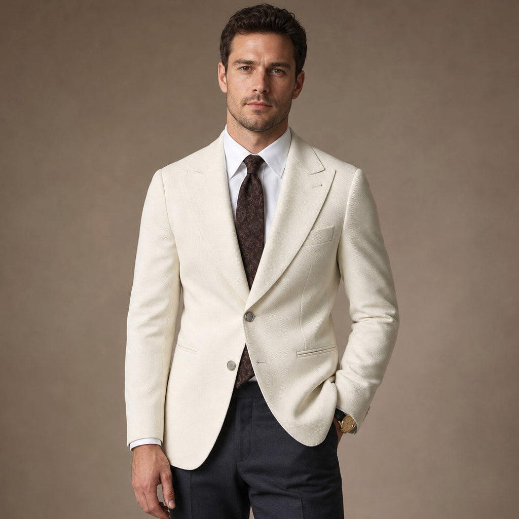 Belvor | Blazer Halbfutter Tailored Fit in Weiß – Premium Editorial