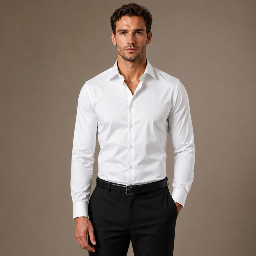 Dress Shirts Slim Fit Long Sleeve Formal White – Product Photo