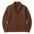 Cardigan Shawl Collar Button-Front Knit Brown – Product Photo