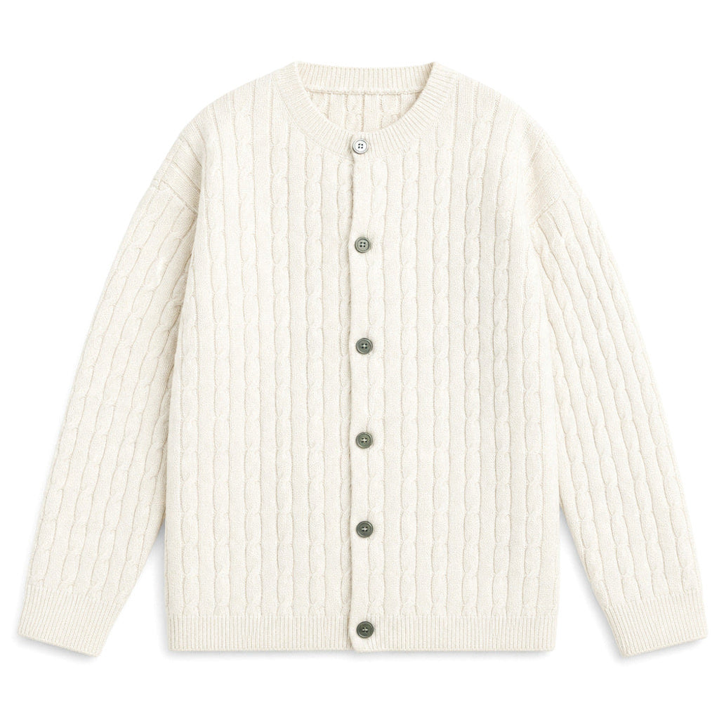 Bernd | Strickjacke Zopfmuster Knopfleiste Elfenbein – Produktfoto