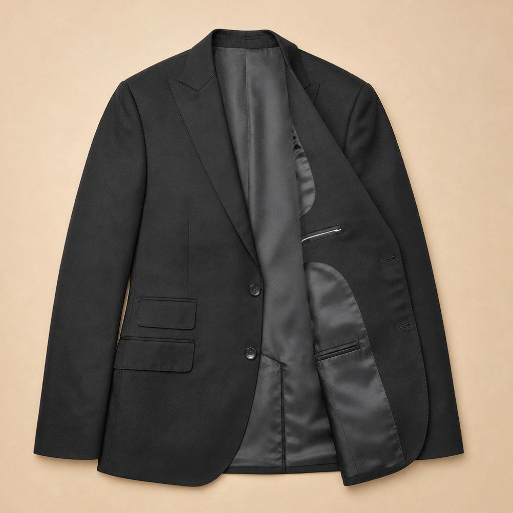 Berthold | Blazer Halbgefüttert Neapolitanischer Schnitt Schwarz – Flatlay-Produktfoto