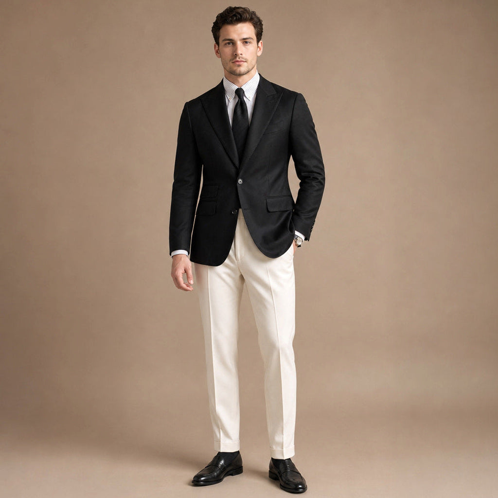 Berthold | Blazer Halbgefüttert Neapolitanischer Schnitt Schwarz – Gesamtlook