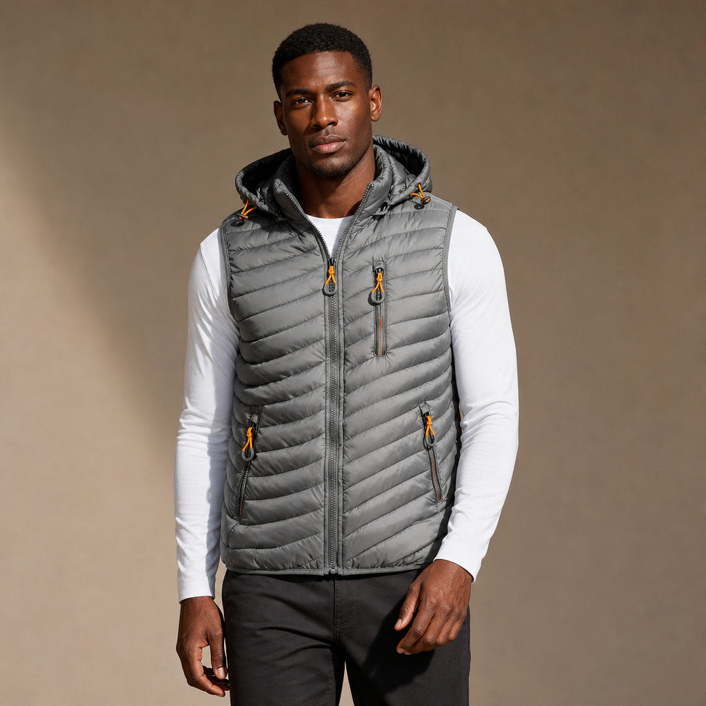 Windproof Puffer Vest Lightweight Sleeveless in Silver – Enzaco Premium Menswear