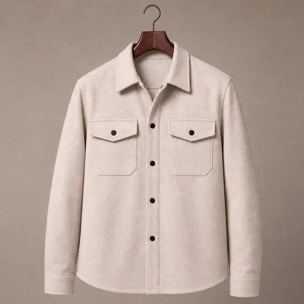 Bleron | Overshirt-Jacke Brushed Relaxed Fit Beige – Produktfoto