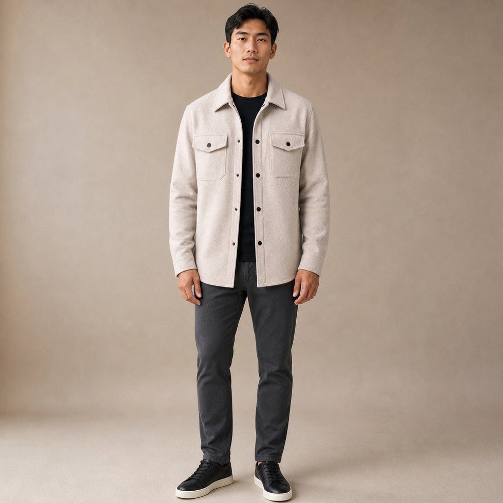 Bleron | Overshirt-Jacke Brushed Relaxed Fit in Beige – Premium Editorial