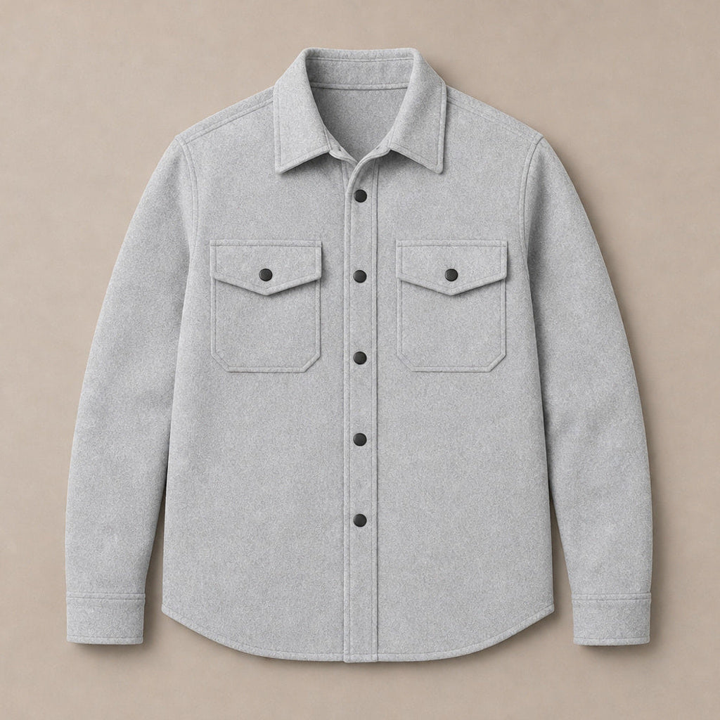 Bleron | Overshirt-Jacke Brushed Relaxed Fit Grau – Flatlay-Produktfoto