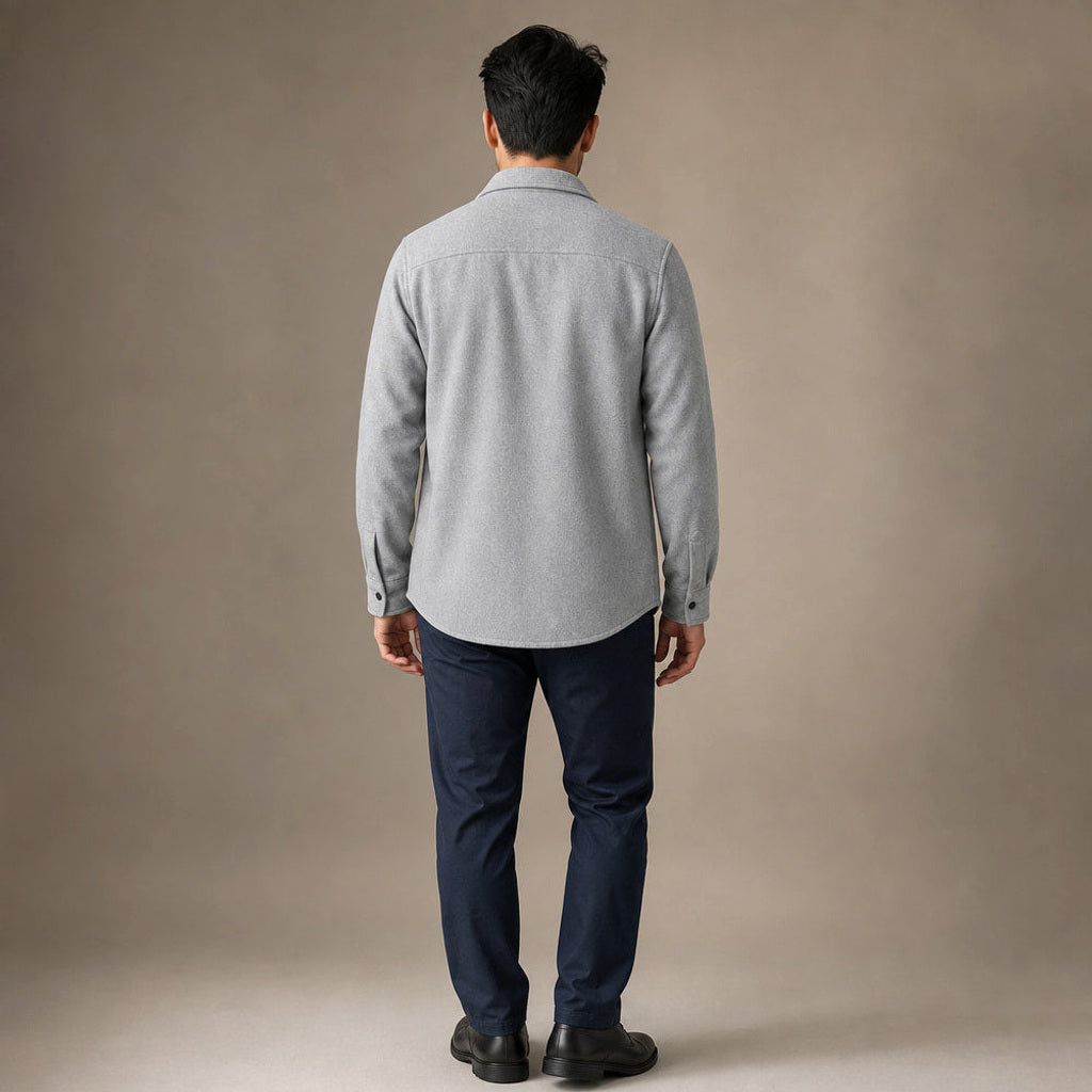 Bleron | Overshirt-Jacke Brushed Relaxed Fit Grau – Gesamtlook