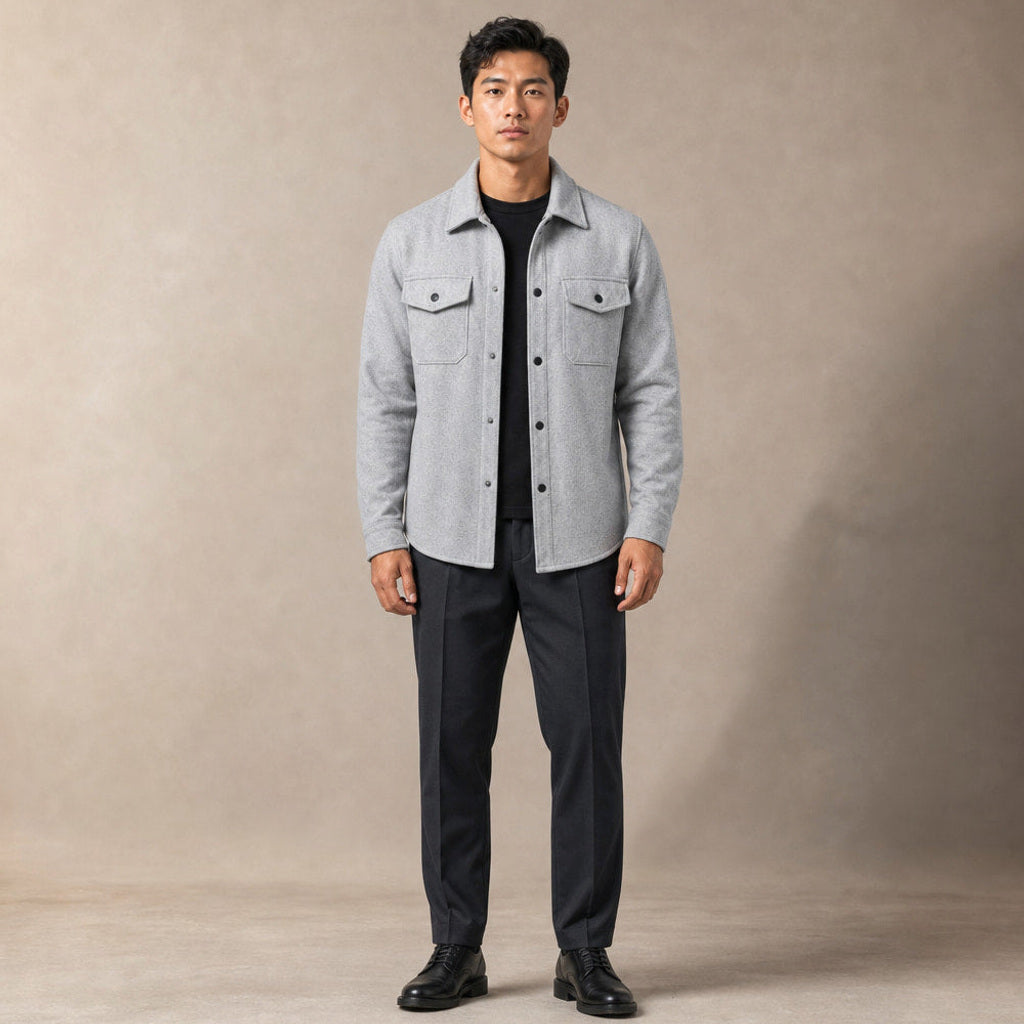 Bleron | Overshirt-Jacke Brushed Relaxed Fit in Grau – Premium Editorial