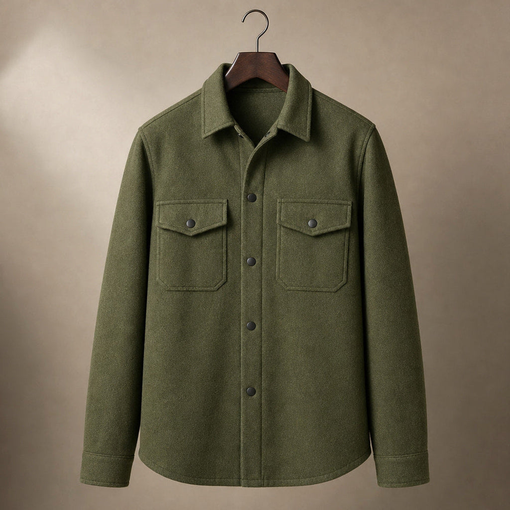 Bleron | Overshirt-Jacke Brushed Relaxed Fit Grün – Produktfoto