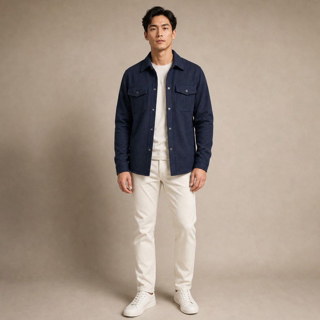 Bleron | Overshirt-Jacke Brushed Relaxed Fit in Navy – Premium Editorial
