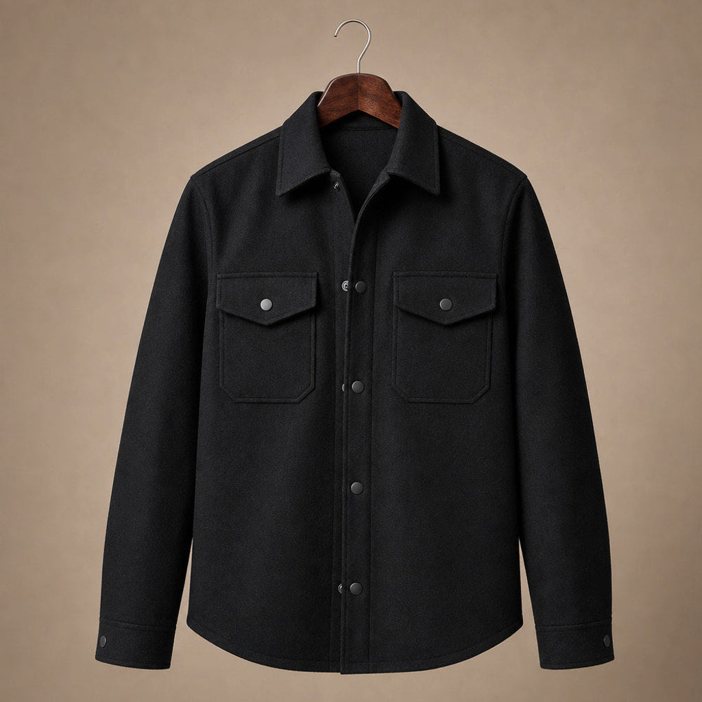 Bleron | Overshirt-Jacke Brushed Relaxed Fit Schwarz – Produktfoto