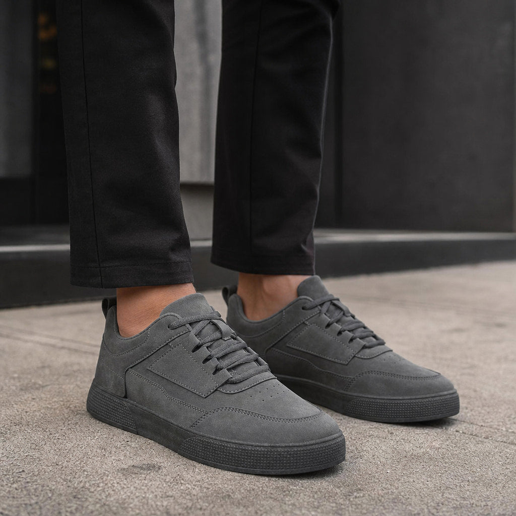 Business Casual Sneakers Cushioned Low-Top in Charcoal – Enzaco Premium Menswear