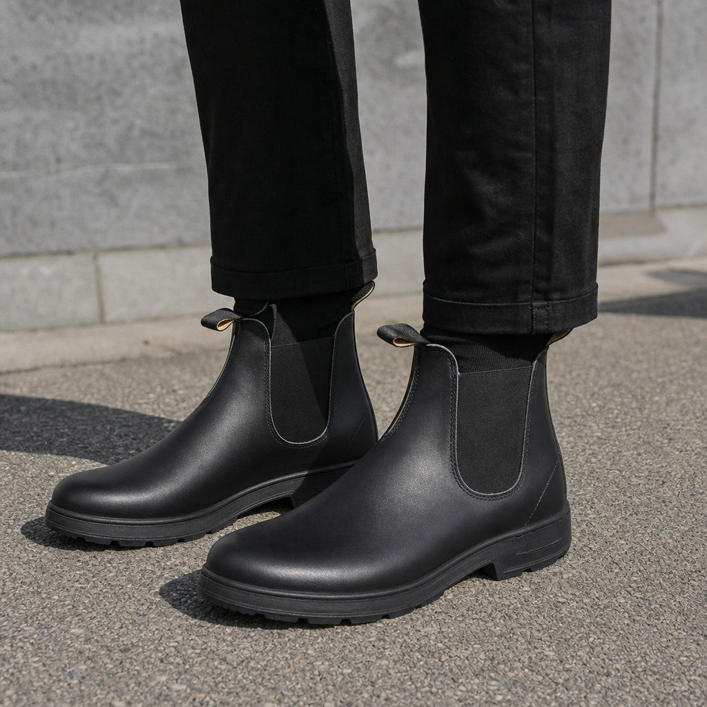 Leather Chelsea Boots Slip On in Black – Enzaco Premium Menswear