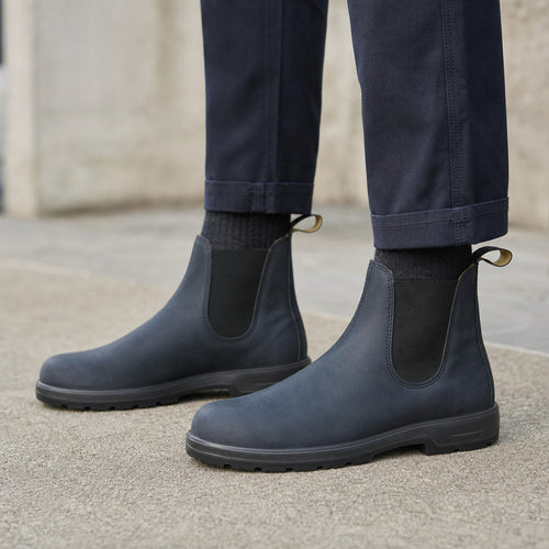 Leather Chelsea Boots Slip On in Blue – Enzaco Premium Menswear
