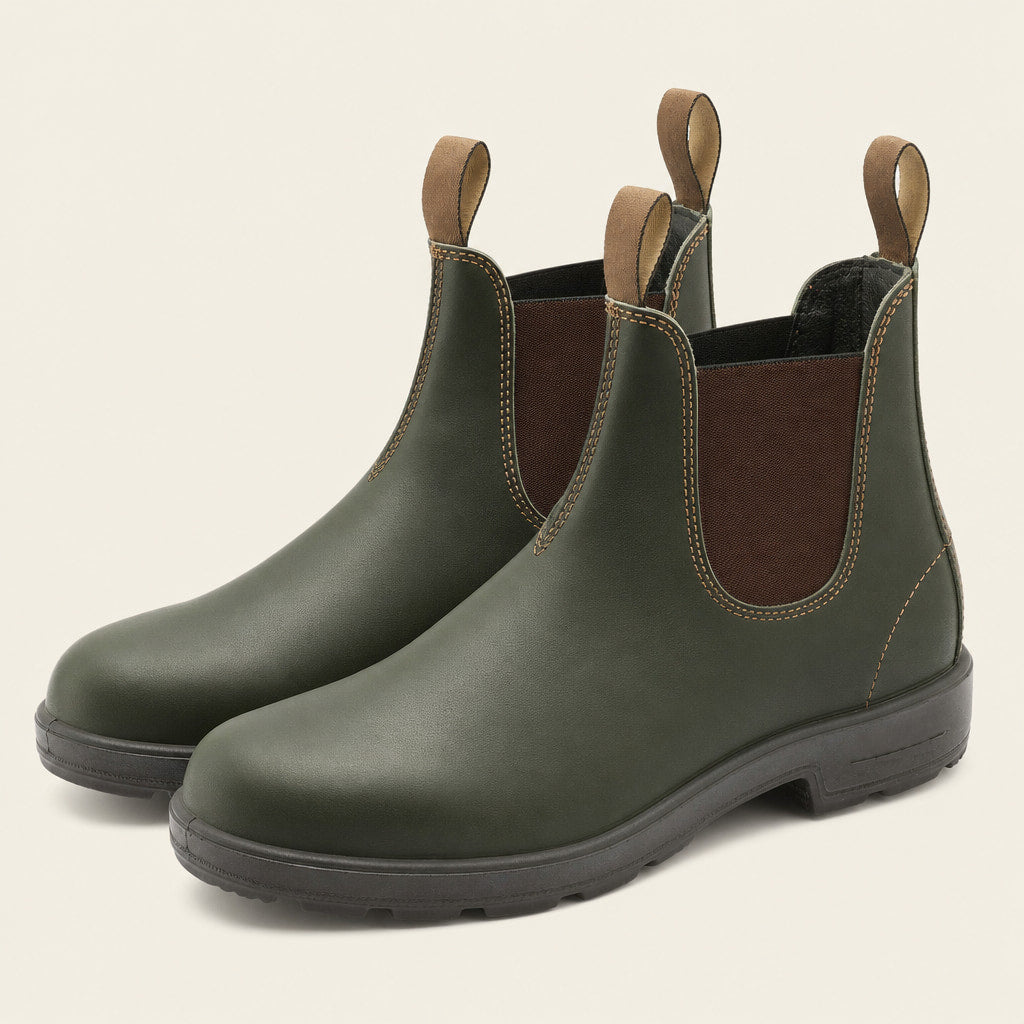 Leather Chelsea Boots Slip On Green – Product Photo