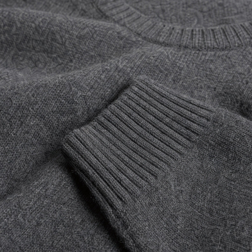 Branimir | Grobstrickpullover Rippstrick Dunkelgrau – Stoff- und Detailaufnahme