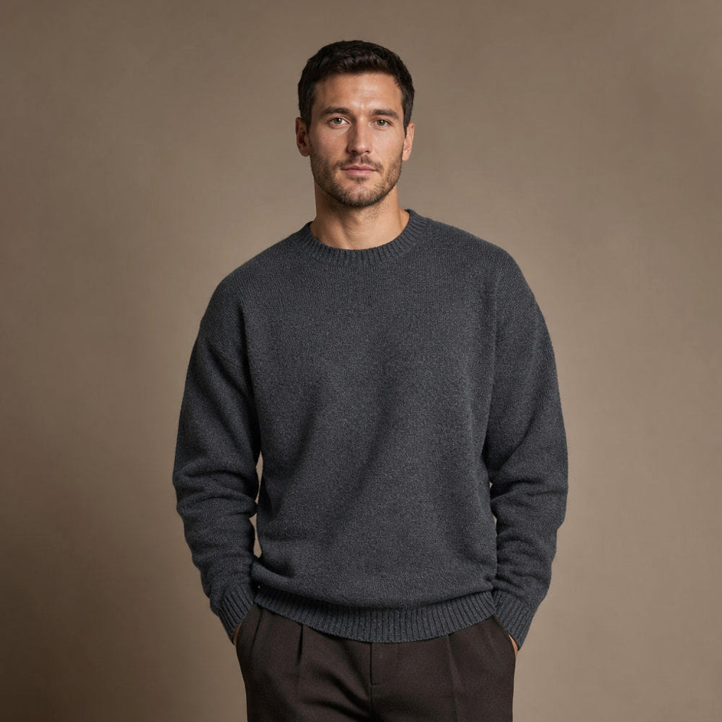 Branimir | Grobstrickpullover Rippstrick in Dunkelgrau – Premium Editorial