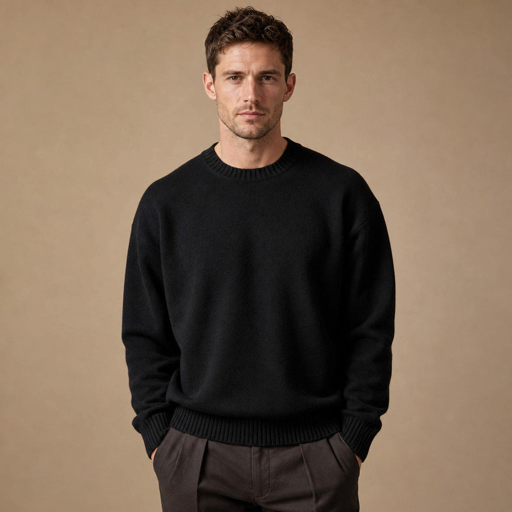 Branimir | Grobstrickpullover Rippstrick in Schwarz – Premium Editorial