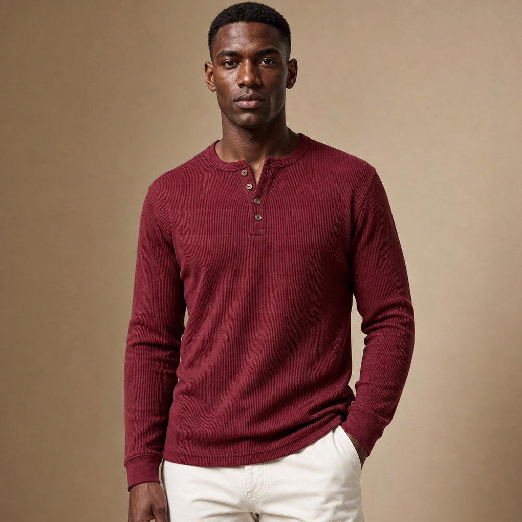 Brimax | Henley Waffelstrick Langarm – Premium Editorial