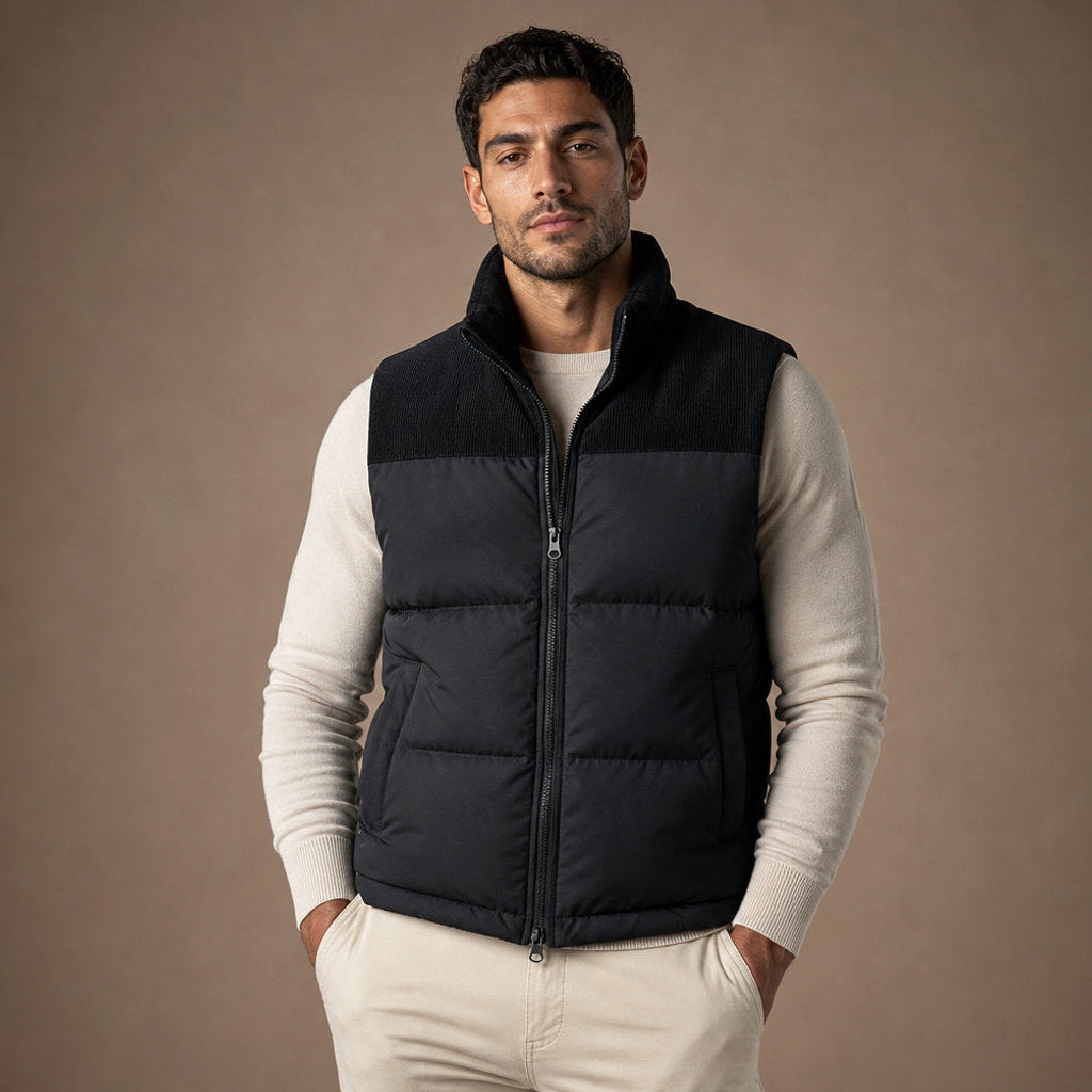 Brinex | Steppweste Stehkragen in Schwarz – Premium Editorial