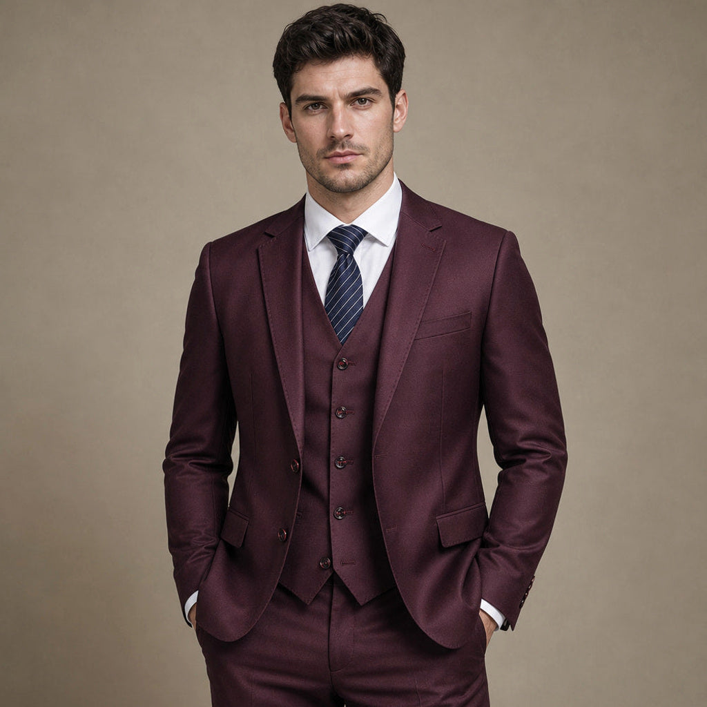 Maxim | Anzug Dreiteilig Bordeaux Bordeaux – Gesamtlook