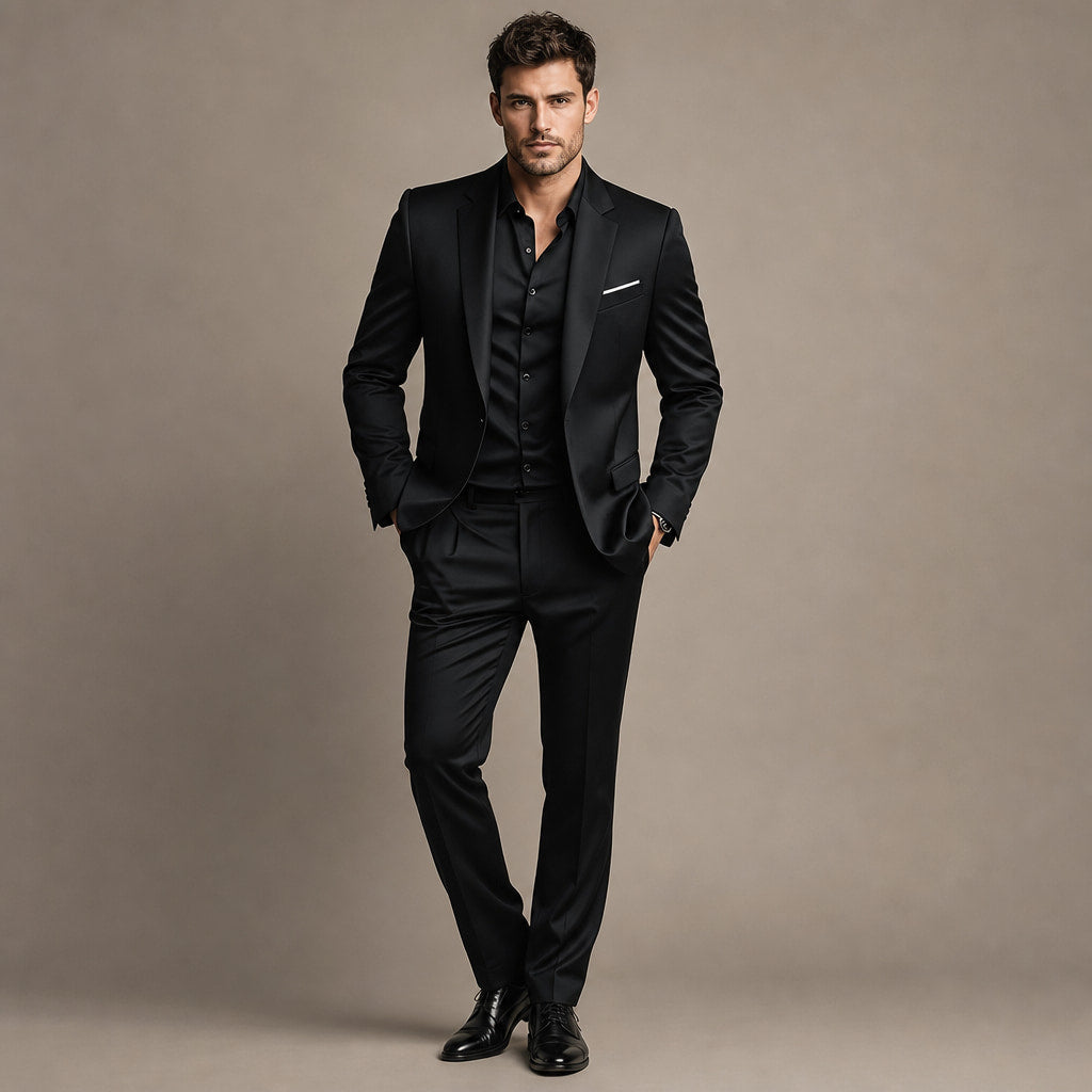 Two-Piece Suit Slim Fit Structured in Black – Enzaco Premium Menswear