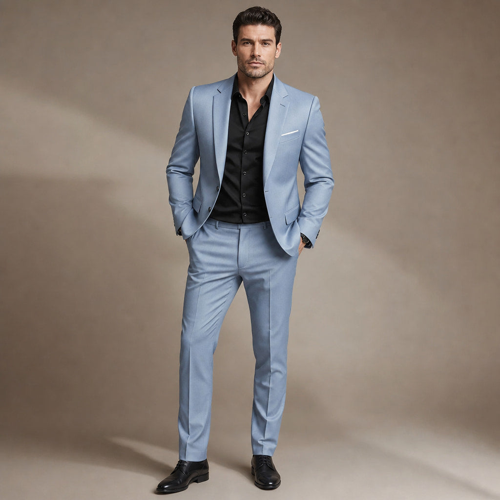 Two-Piece Suit Slim Fit Structured in Blue – Enzaco Premium Menswear