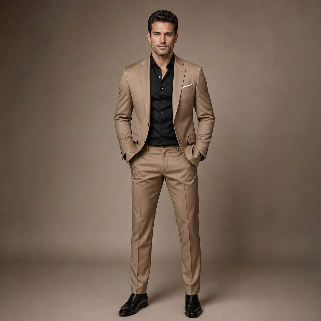 Two-Piece Suit Slim Fit Structured in Brown – Enzaco Premium Menswear