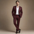 Two-Piece Suit Slim Fit Structured Burgundy – Product Photo