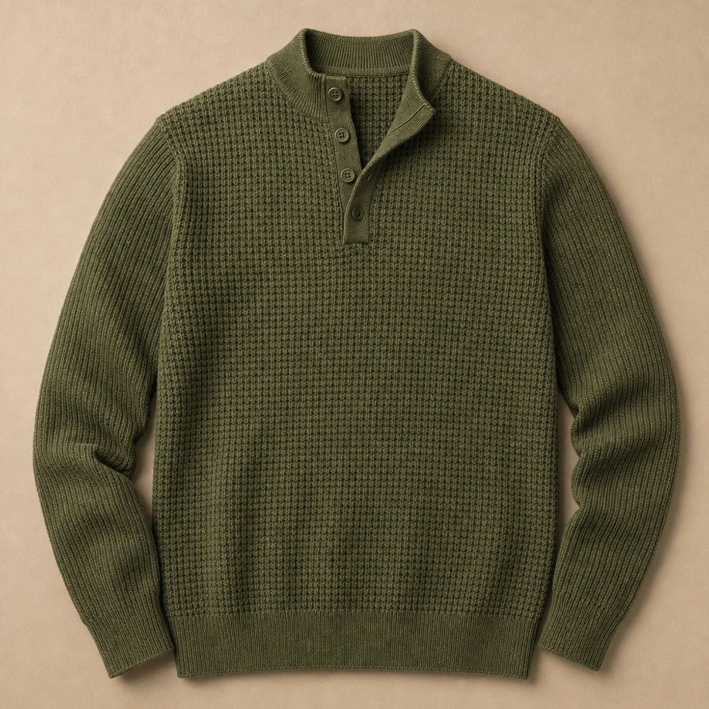 Lewin | Henley-Pullover Waffelstrick Stehkragen – Produktfoto