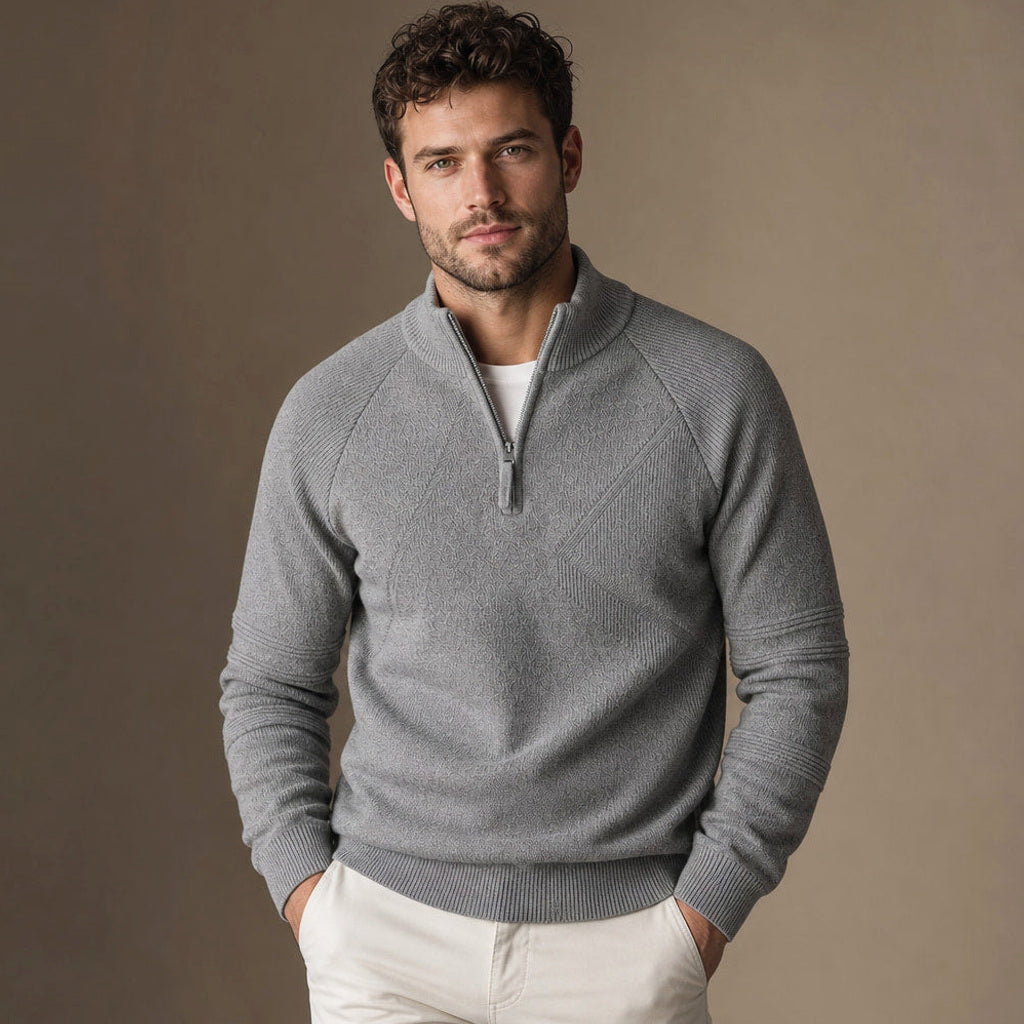 Velnar | Troyerpullover Baumwolle für den Pullover über Hemd Look Grau – Produktfoto