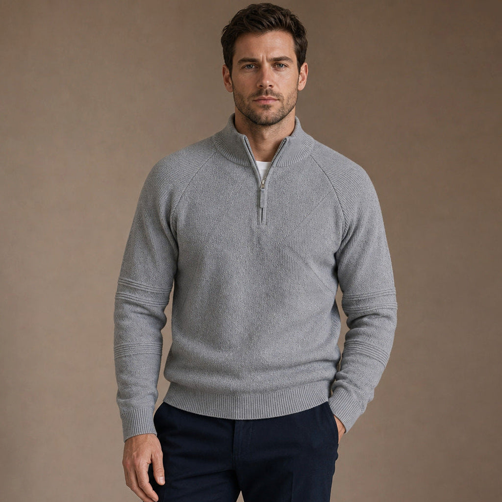 Velnar | Troyerpullover Baumwolle für den Pullover über Hemd Look in Grau – Premium Editorial