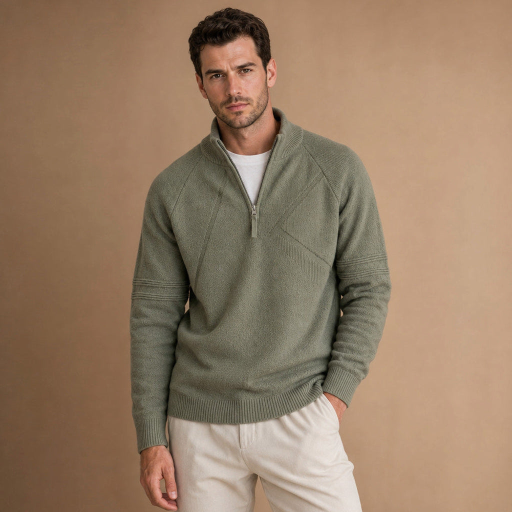 Velnar | Troyerpullover Baumwolle für den Pullover über Hemd Look Grün – Produktfoto