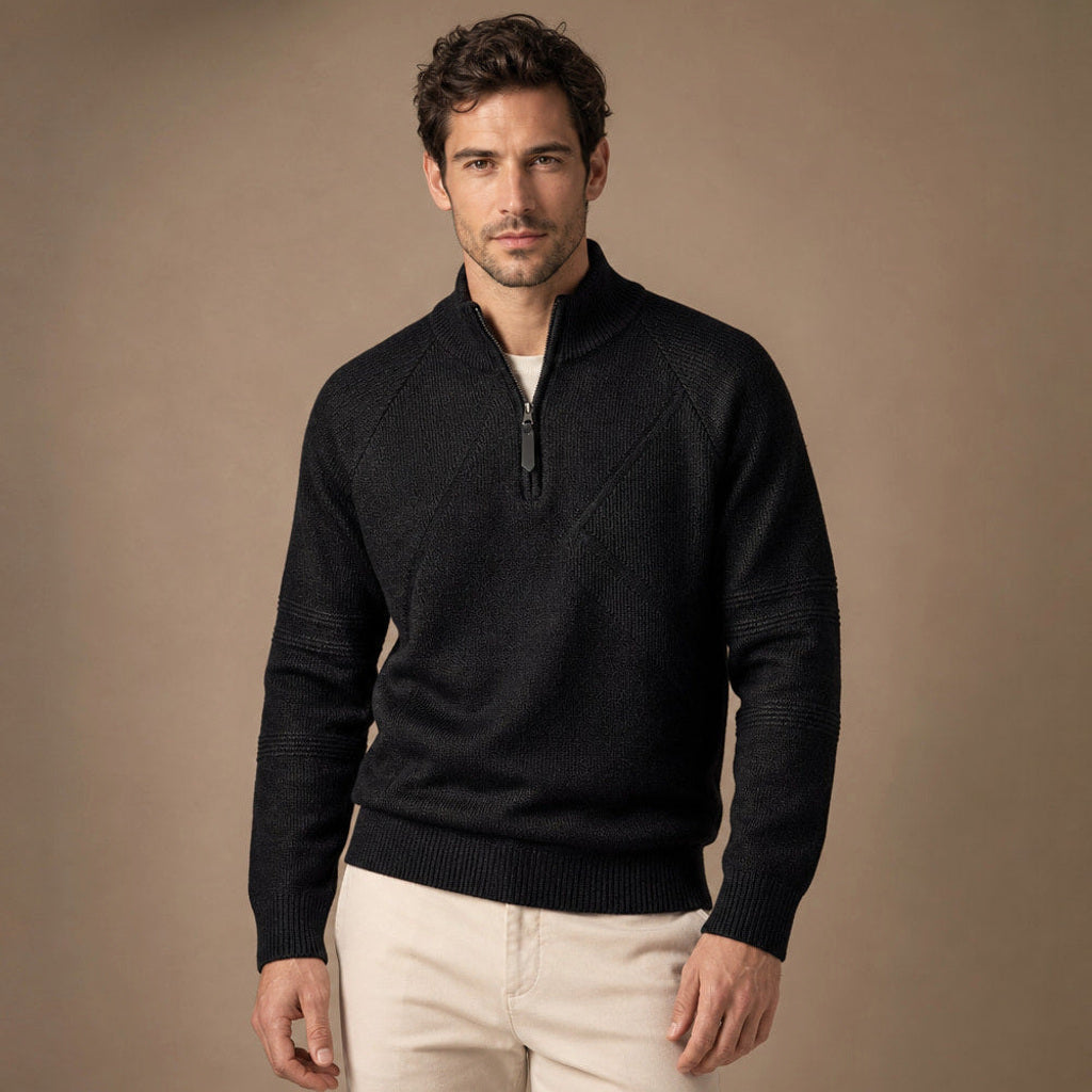Velnar | Troyerpullover Baumwolle für den Pullover über Hemd Look in Schwarz – Premium Editorial