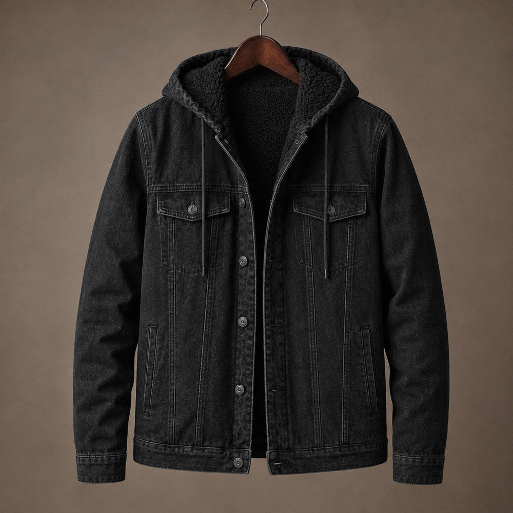 Romain | Jeansjacke mit Sherpa-Futter Schwarz – Produktfoto