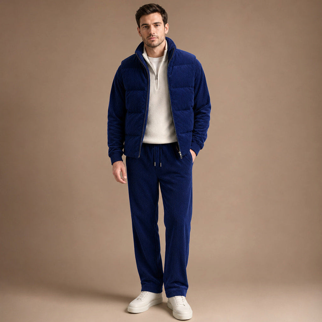 Carner | 3-teiliges Set Steppweste Cordoptik Navy – Produktfoto