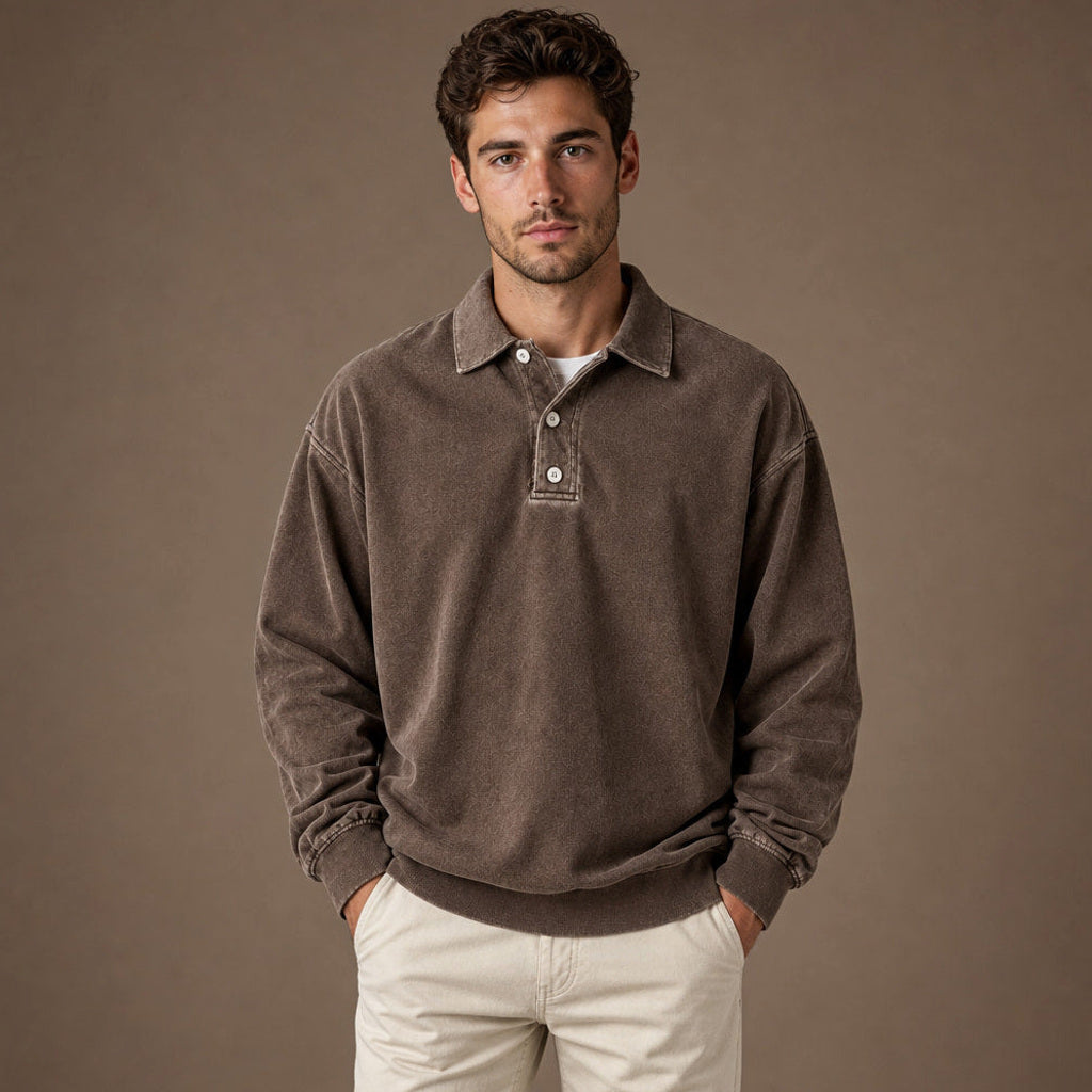 Charner | Poloshirt Drop Shoulder Relaxed Fit Braun – Produktfoto