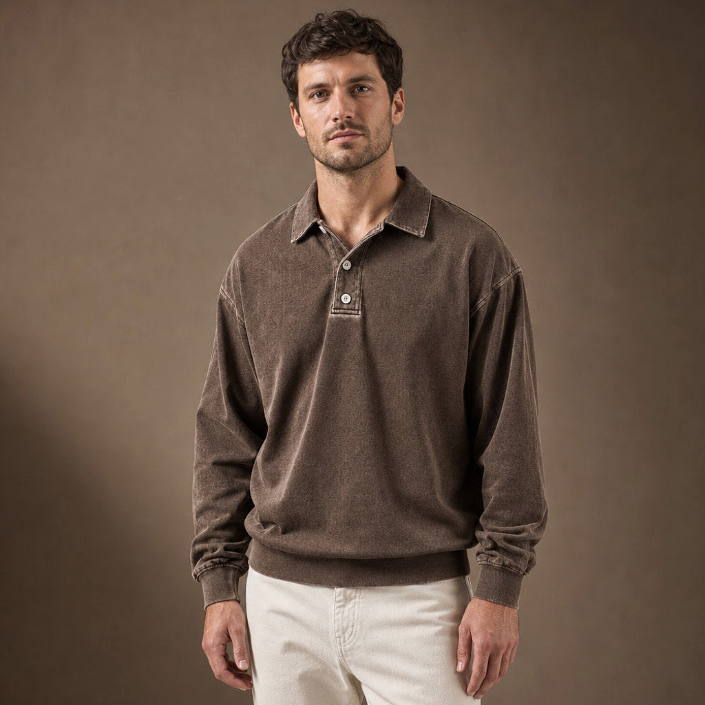 Charner | Poloshirt Drop Shoulder Relaxed Fit in Braun – Premium Editorial