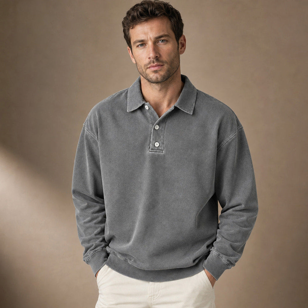 Charner | Poloshirt Drop Shoulder Relaxed Fit Grau – Produktfoto