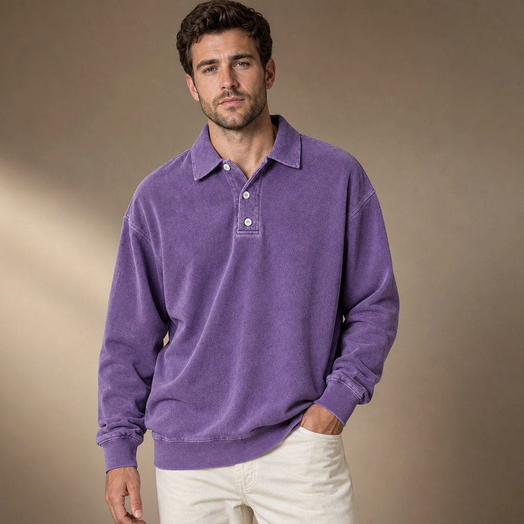 Charner | Poloshirt Drop Shoulder Relaxed Fit Lila – Produktfoto