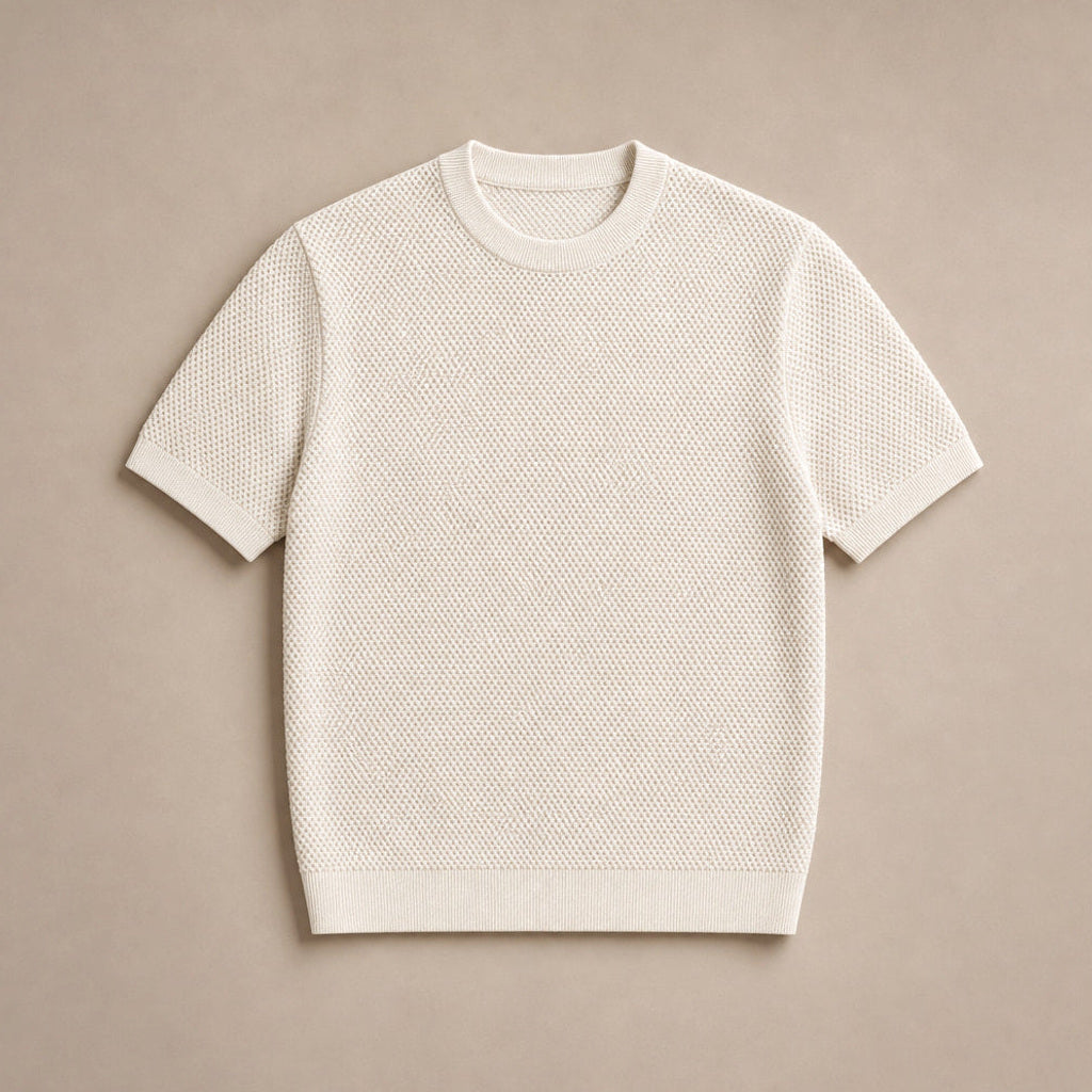 Kieran | Strickshirt Rundhals Strukturgestrick Beige – Produktfoto