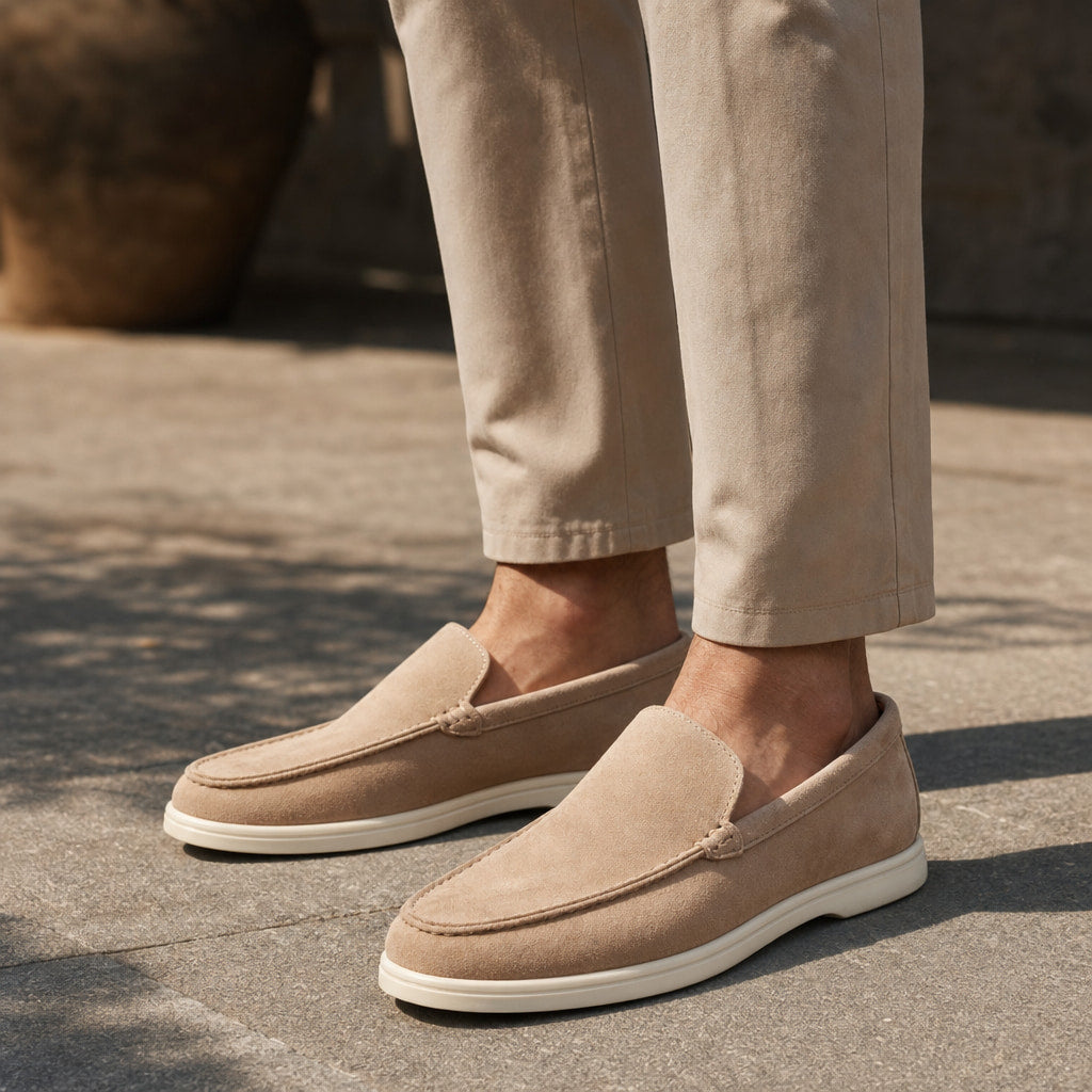 Loafer Shoes Suede Slip-On Driving Shoe in Beige – Enzaco Premium Menswear