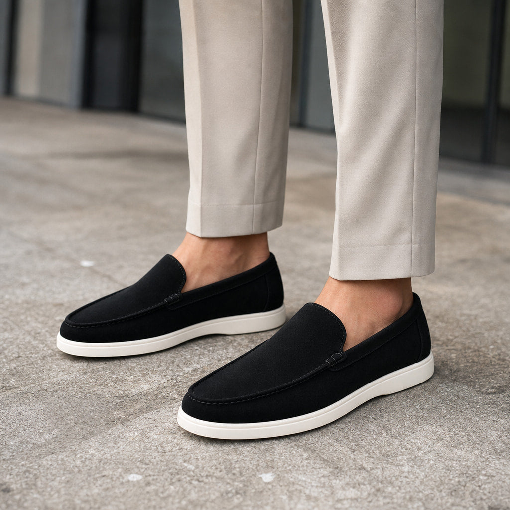 Loafer Shoes Suede Slip-On Driving Shoe in Black – Enzaco Premium Menswear